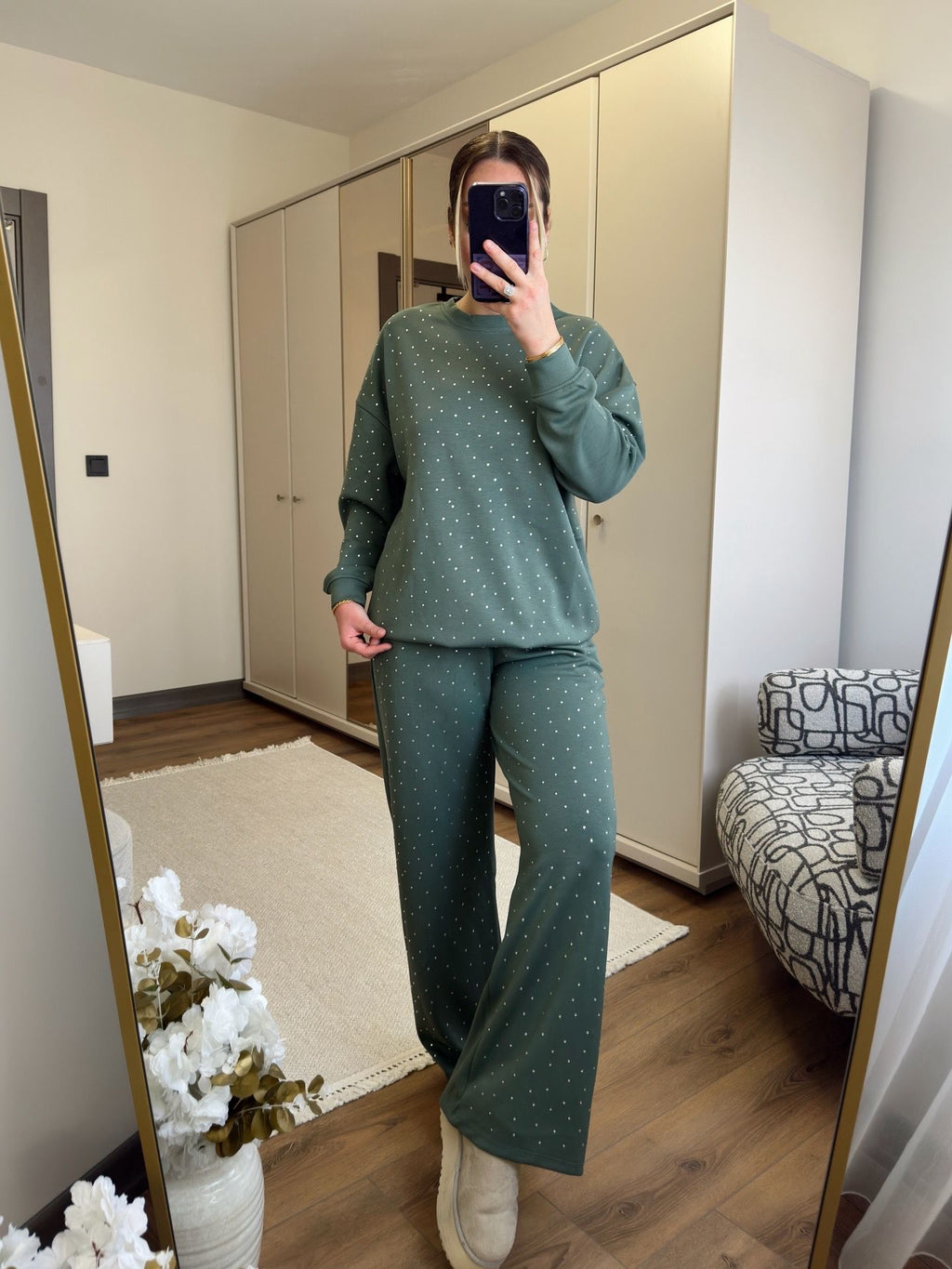 Oya Yeşil Taşlı Takım