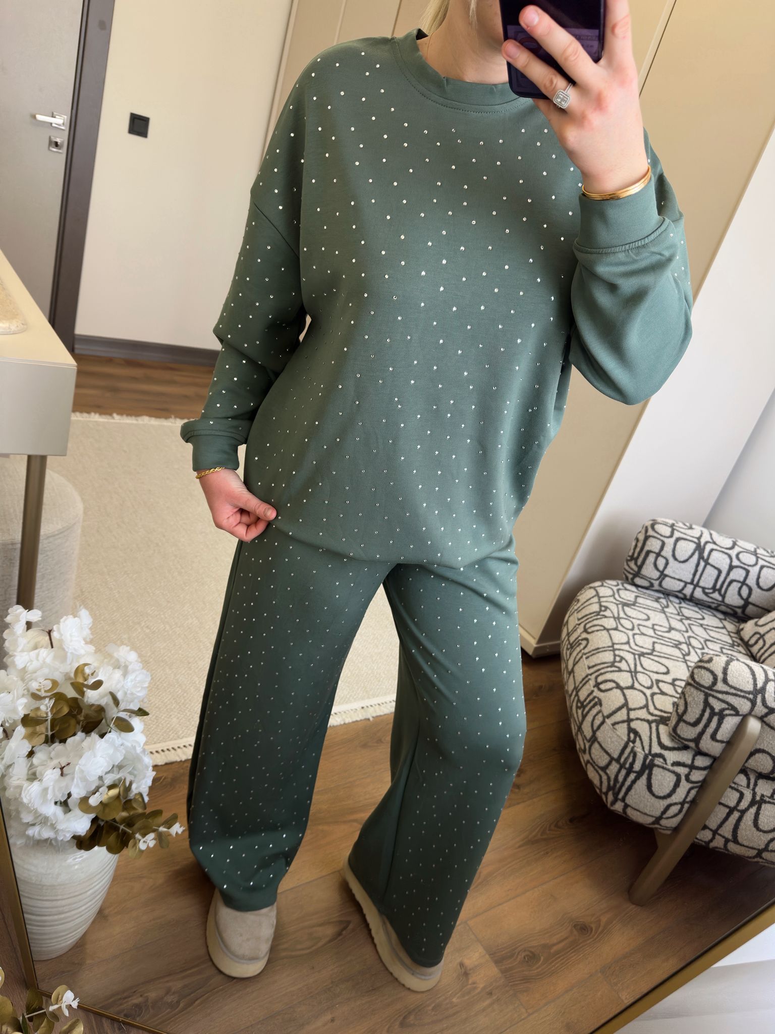 Oya Yeşil Taşlı Takım